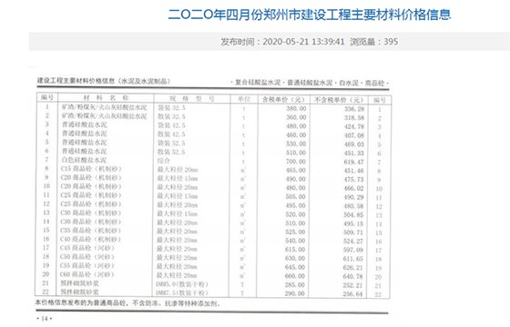 2020年4月信息價